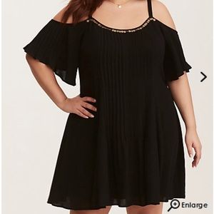 Torrid Black Embellished Gauze Trapeze Dress